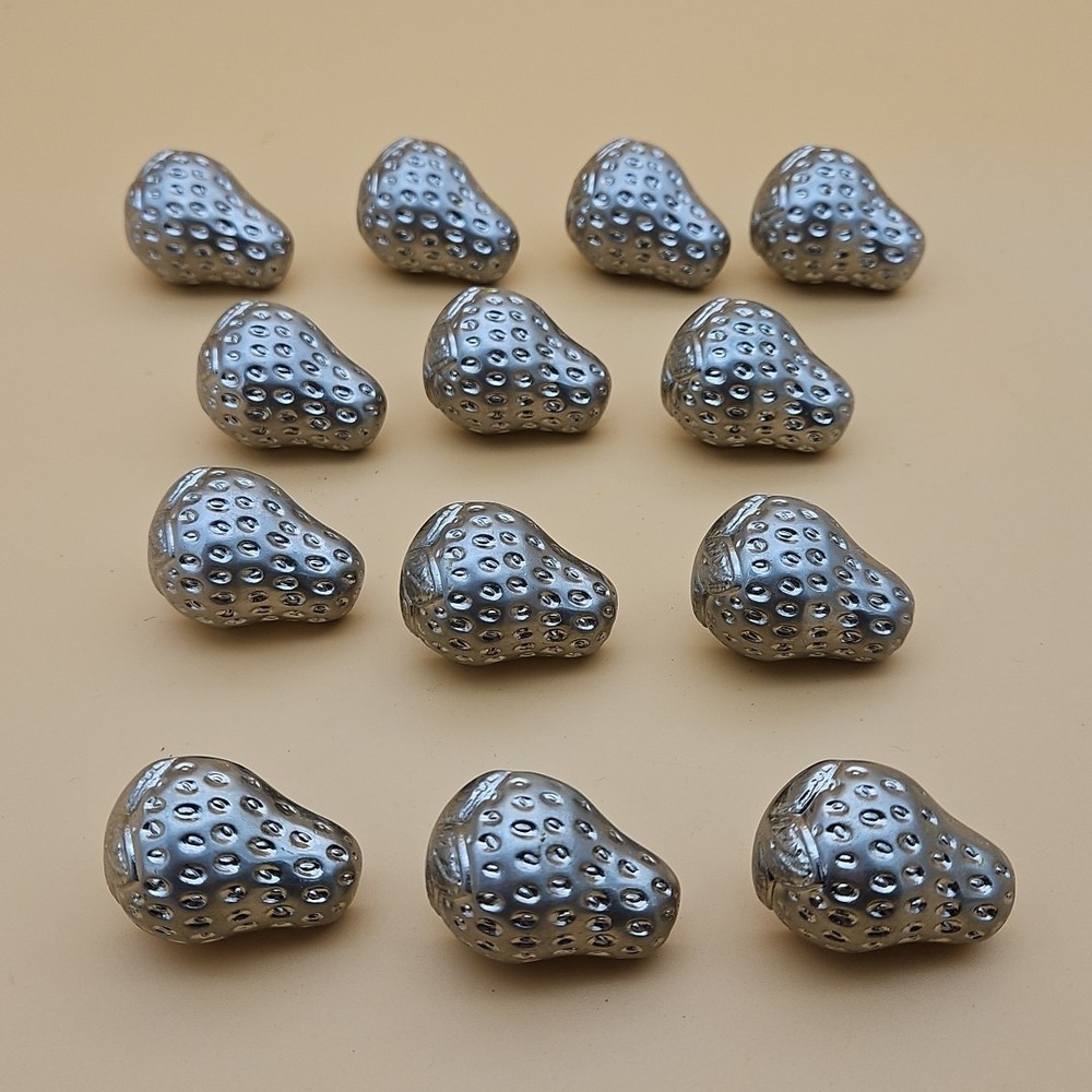 Lot Of 13 Vintage Silver Strawberry Drawer Pulls Kitchen Cabinet Hardware Fruit